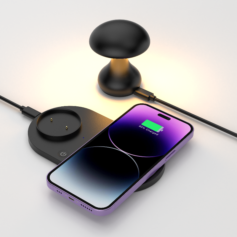2 in 1 Detachable Mobile Phone Wireless Charger Mushroom LED Desk Lamp Bedroom Night Light Ambient Glow Wireless Charging Stand