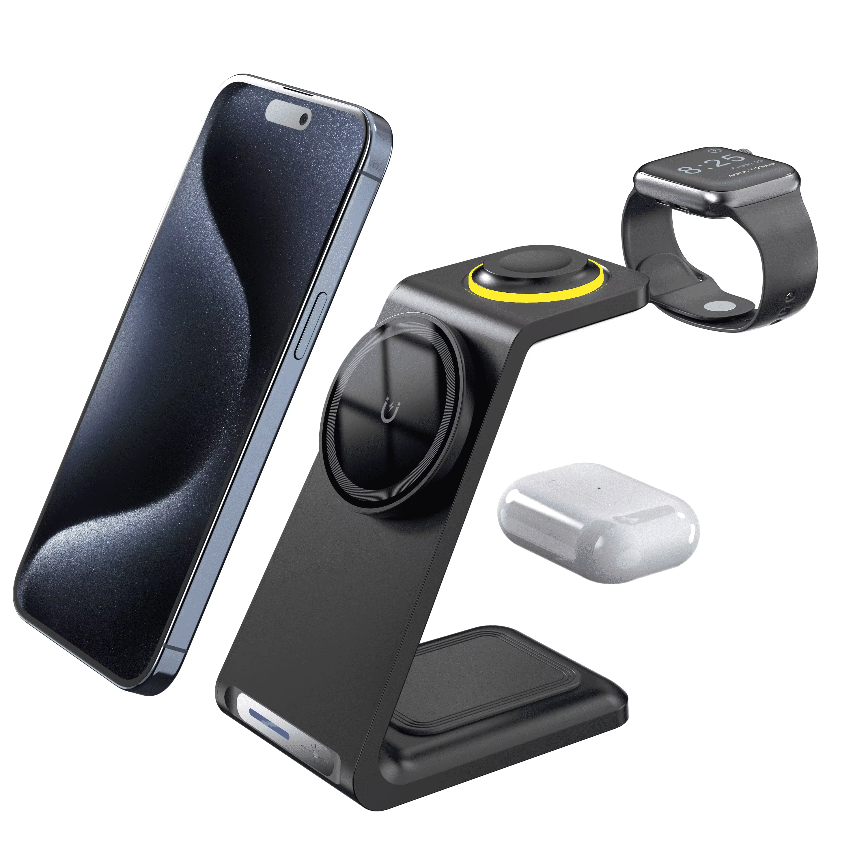 Foldable 3 in 1 Wireless Charger Stand Portable Fast Magnetic Smart Wireless Charging for IPhone Desktop