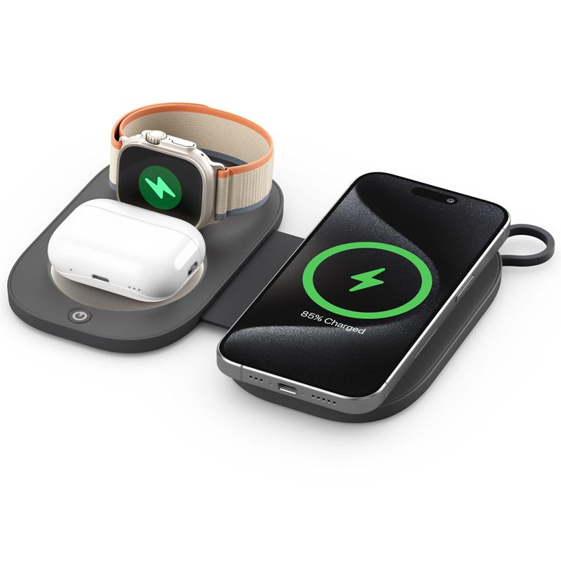 Custom Logo 15W Fast Wireless Charger For iphone 15 Foldable Station Magnetic Wireless charger Stand For Apple Watch 2024 Hot